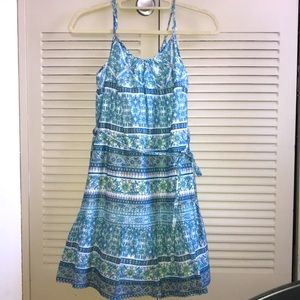 LOFT Green and Blue Mini Dress
